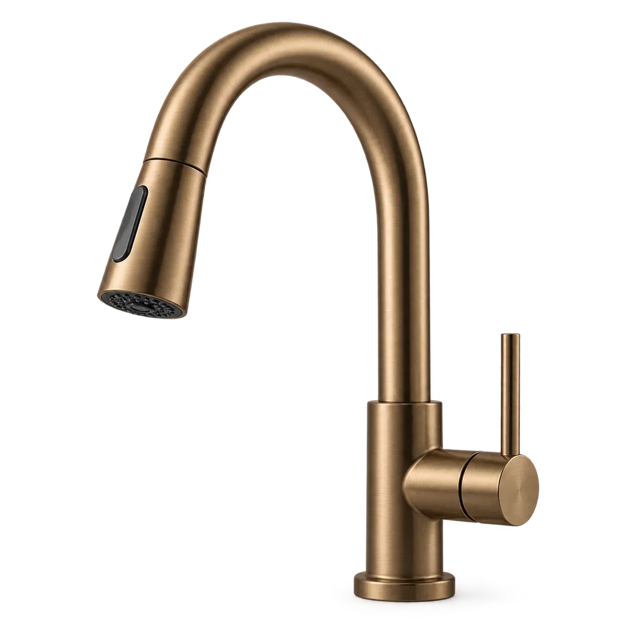 Brushed bronze pull-down kitchen faucet with a single lever